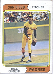 1974 Topps Baseball Cards      102A    Bill Greif SD